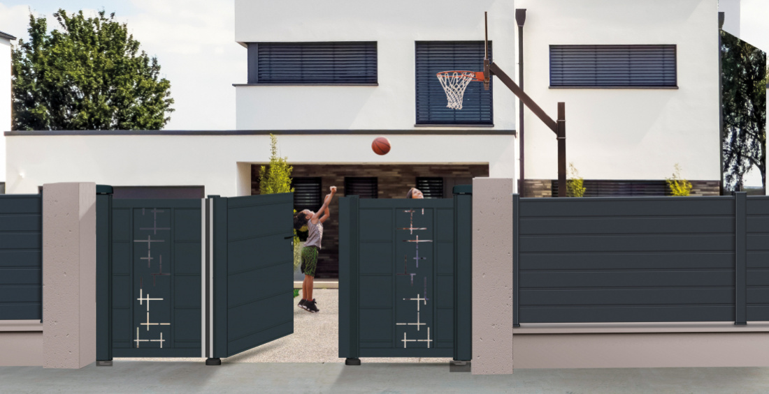 Portail battant BOUQUET version Fusion, d&eacute;co LINE