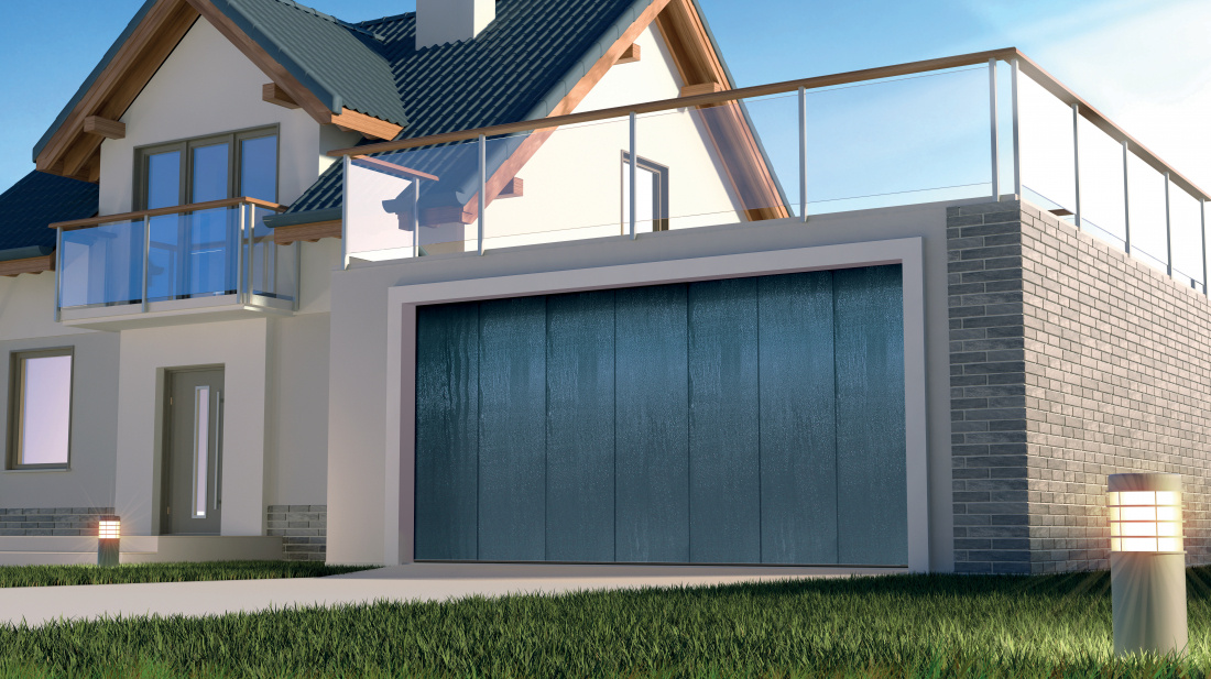 Mise en situation porte de garage sectionnelle refoulement lat&eacute;ral