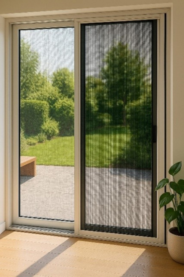 Moustiquaire lat&eacute;rale sur baie vitr&eacute;e